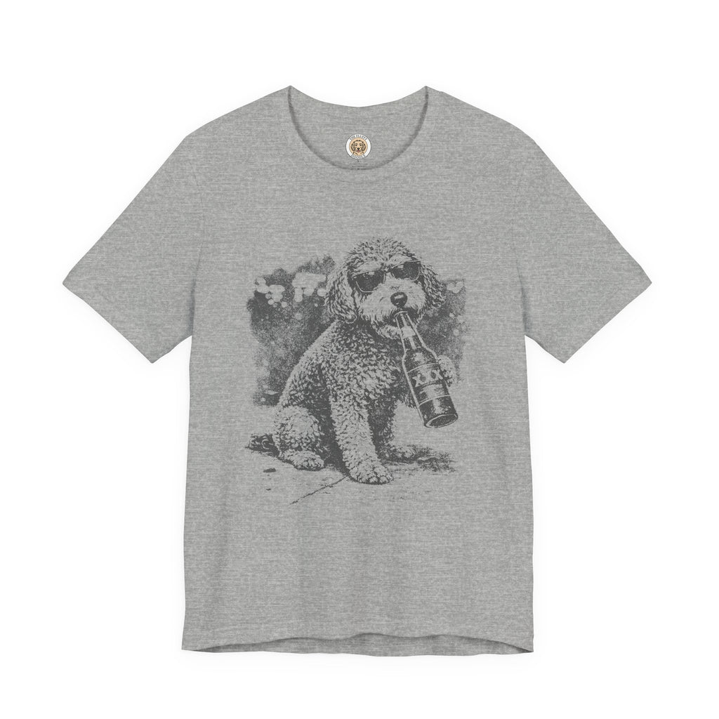 Schnoodle Drinking Beer Dog in Sunglasses Urban Nightlife Tee