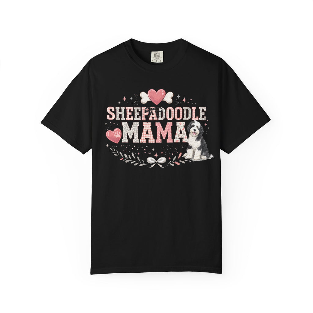 Sheepadoodle Mama Comfort Colors T-Shirt, Adorable Dog Mom Gift