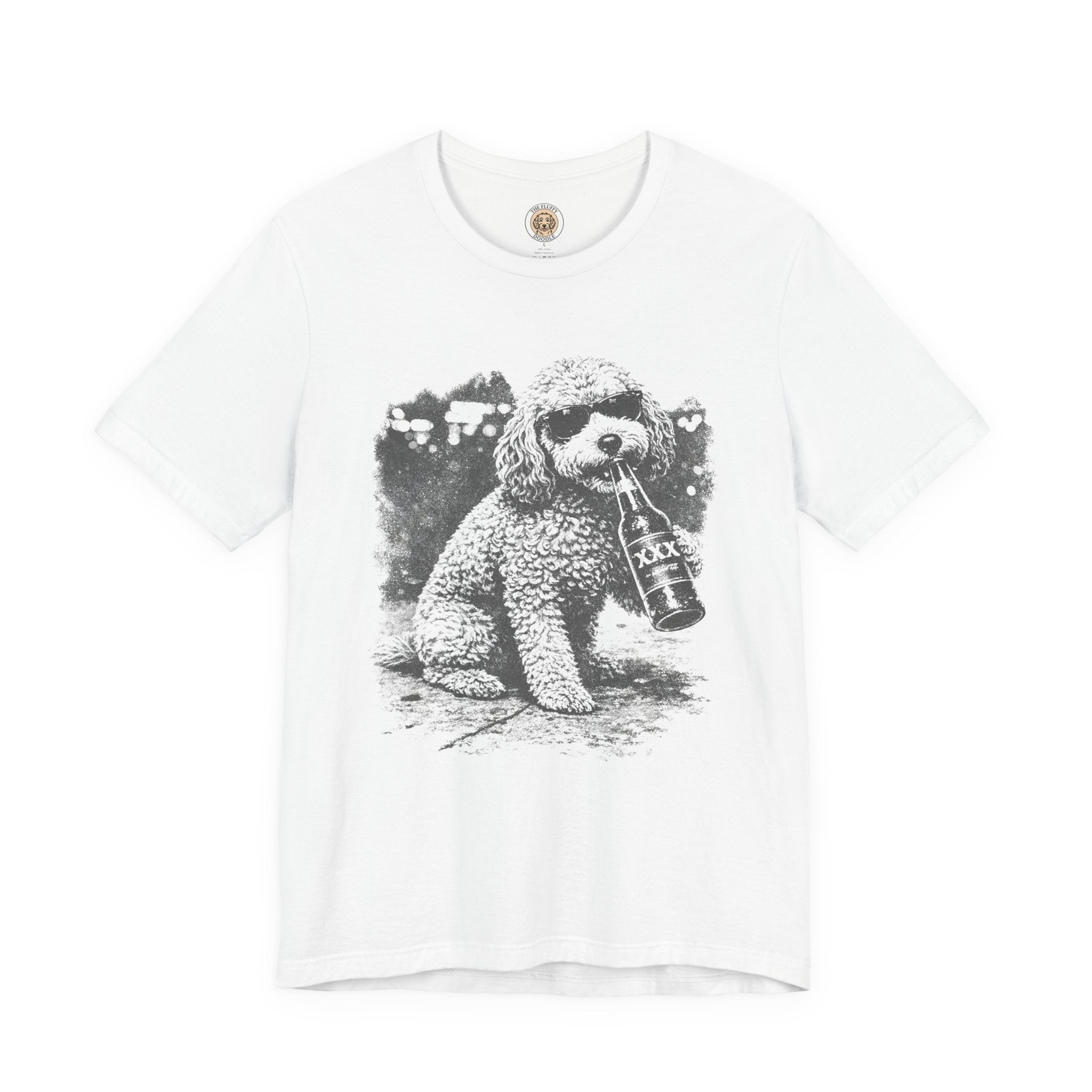 Funny Cavapoo Drinking Beer Dog Tee with Sunglasses & Beer Bottle