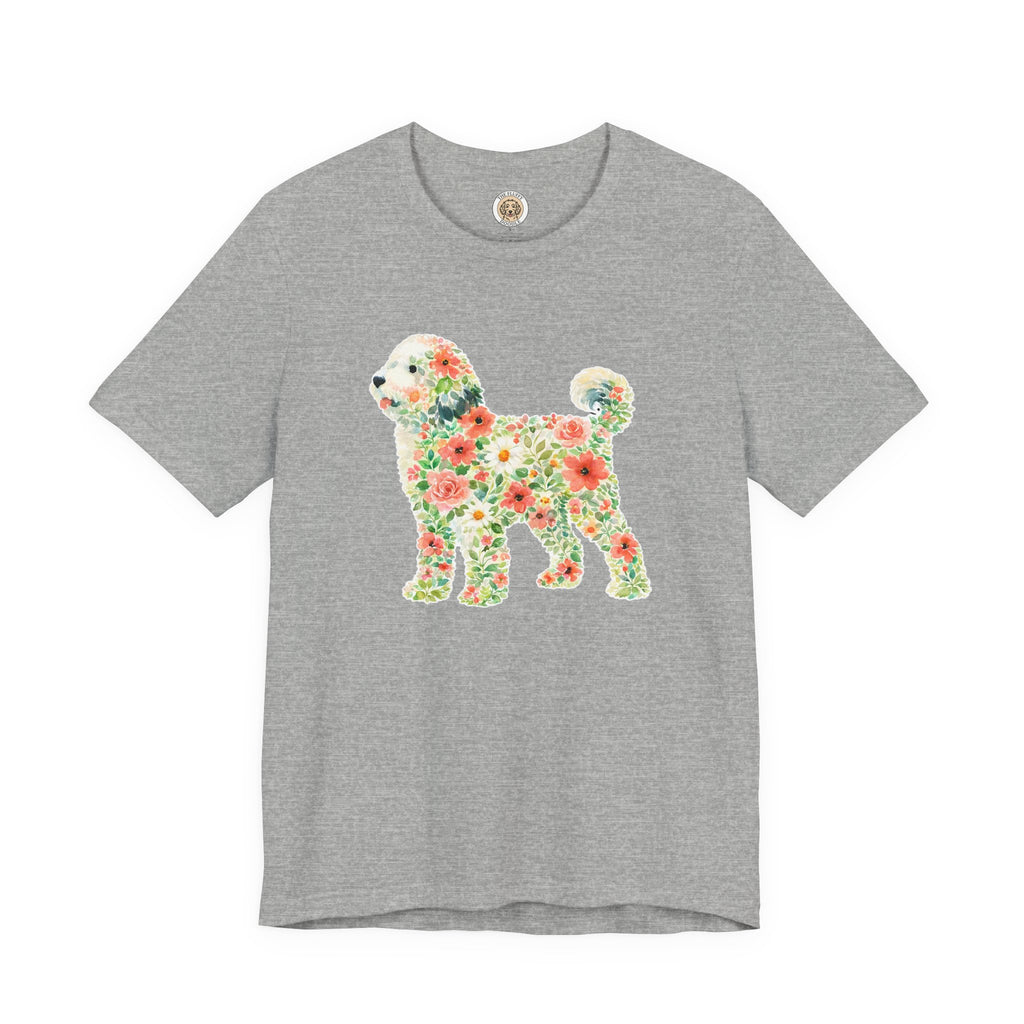Floral Sheepadoodle Silhouette Watercolor Flowers Spring Dog Lover