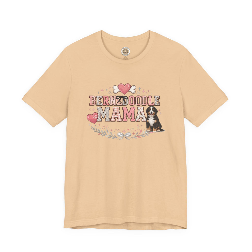 Bernedoodle Mama Heart Dog Bone Crest Vintage Floral Crown T-Shirt