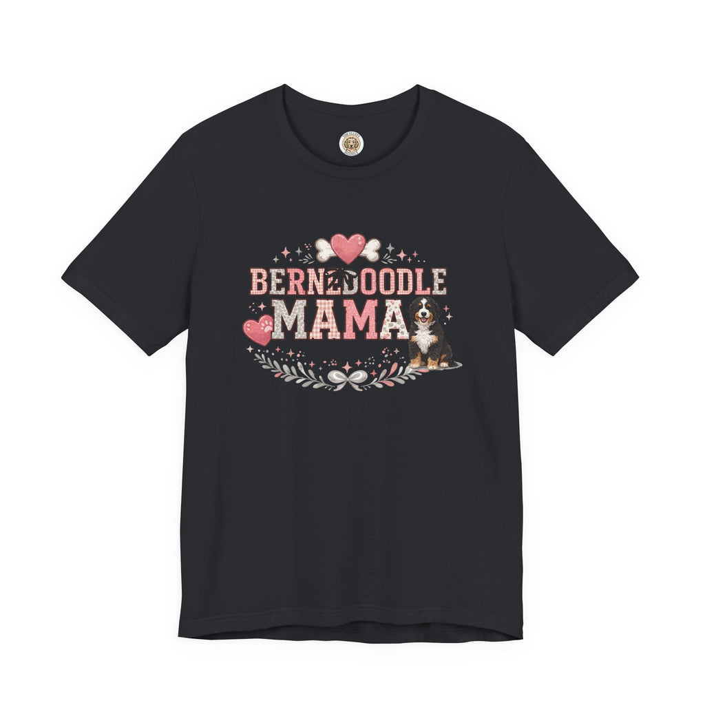 Bernedoodle Mama Heart Dog Bone Crest Vintage Floral Crown T-Shirt