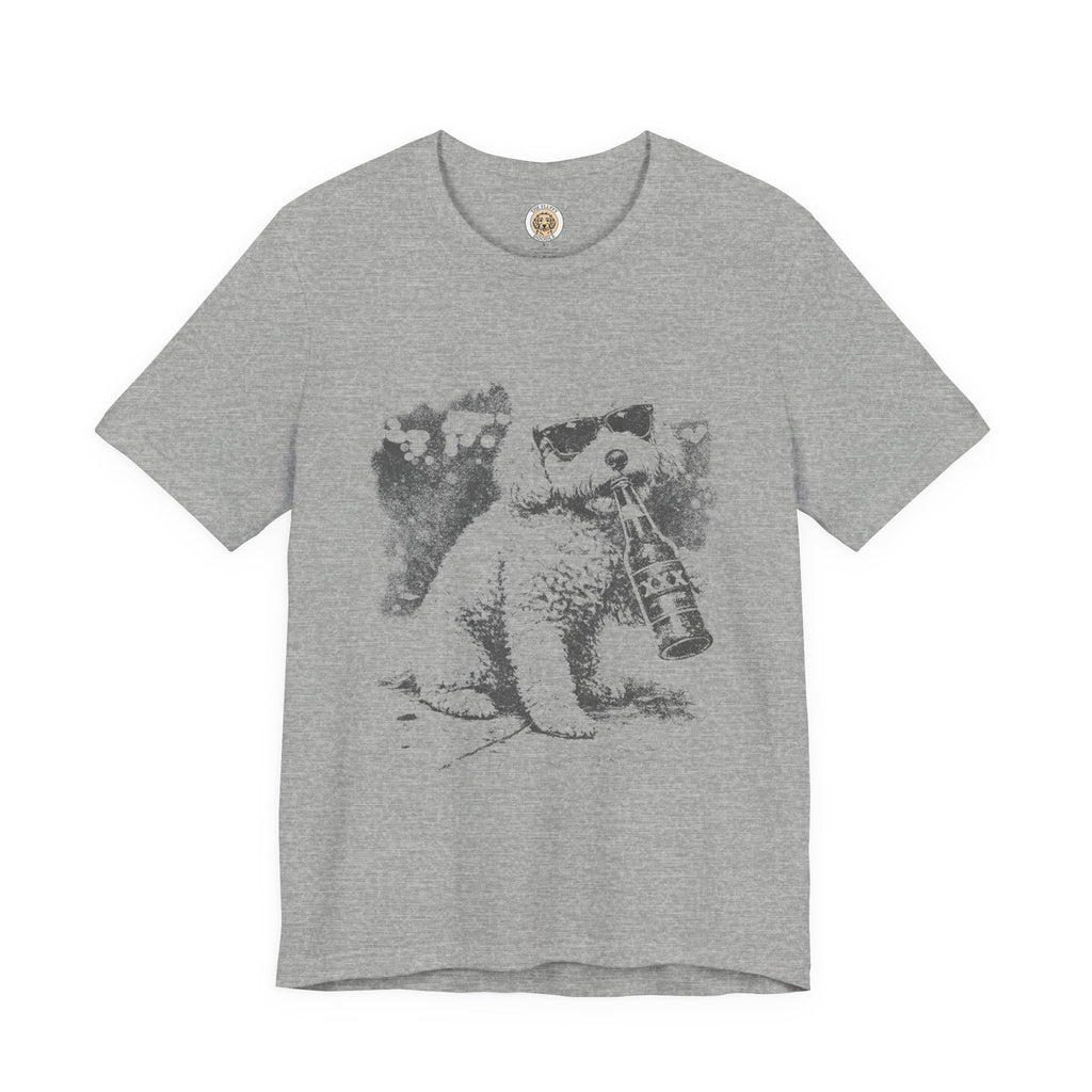 Maltipoo Drinking Beer with Sunglasses Humorous Dog Sketch T-Shirt