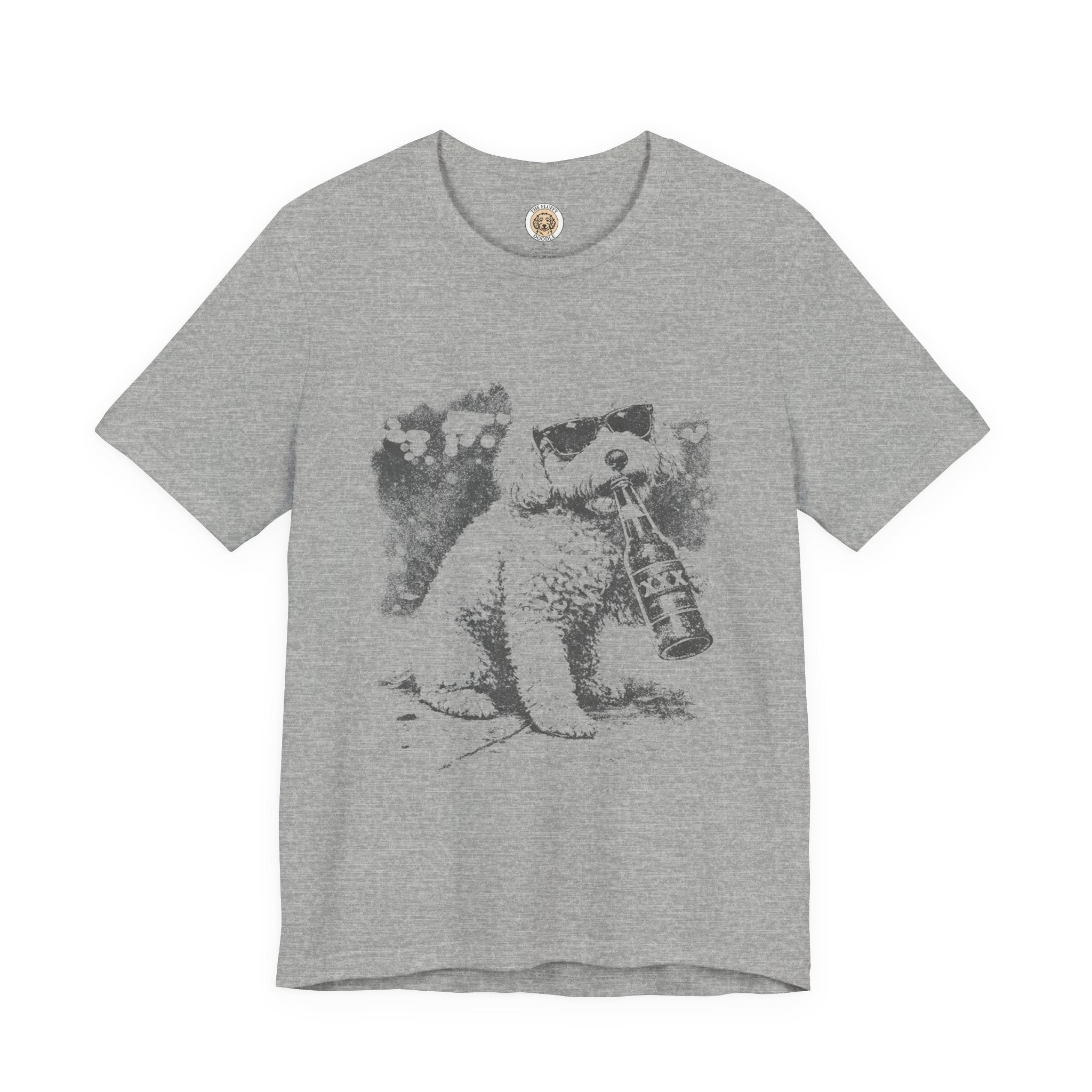 Maltipoo Drinking Beer with Sunglasses Humorous Dog Sketch T-Shirt