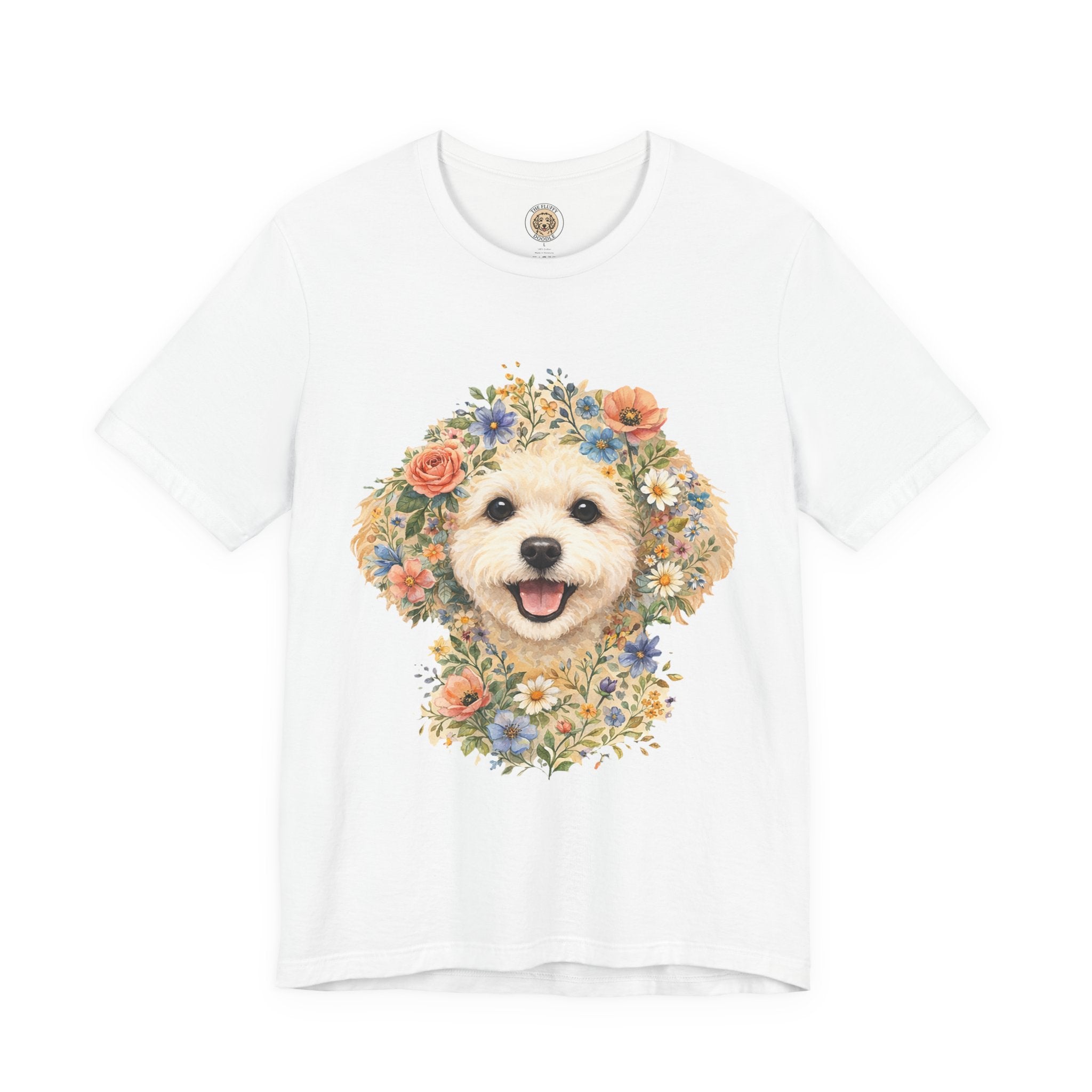 Maltipoo Floral Face Watercolor Puppy Portrait T-Shirt for Pet Lovers