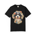 Comfort Colors Bernedoodle Floral Crown Portrait Dog Lover Gift Tee