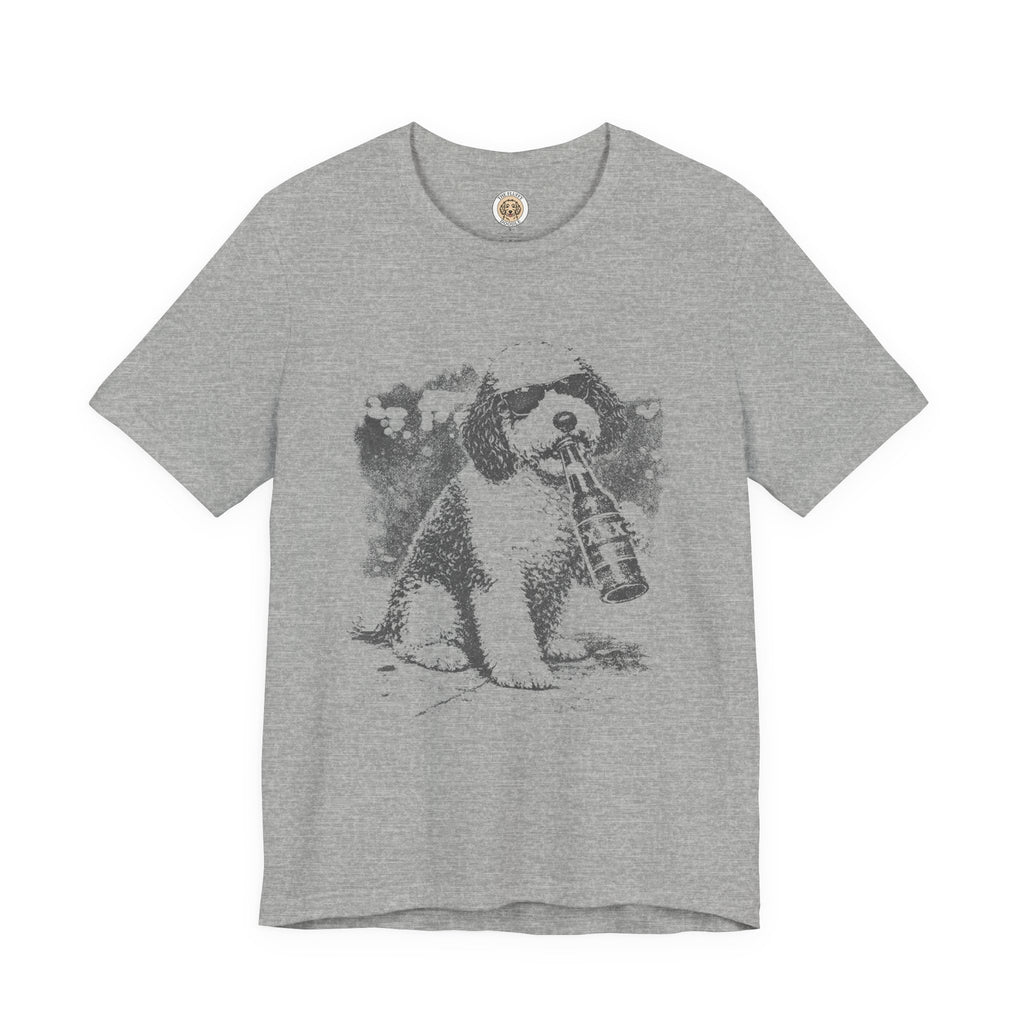 Sheepadoodle Drinking Beer Sunglasses Dog Funny Urban Street Tee