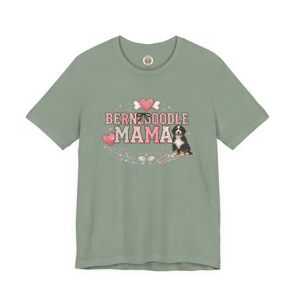 Bernedoodle Mama Heart Dog Bone Crest Vintage Floral Crown T-Shirt
