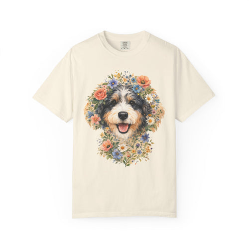 Aussiedoodle Floral Portrait Dog Lover Gift Watercolor Pet Art Tee