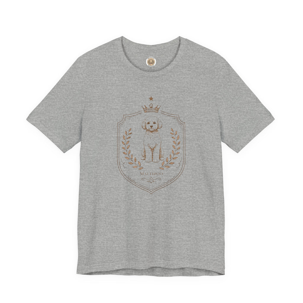 Maltipoo Royal Crest Dog Crown Shield Laurel Wreath Line Art T-Shirt