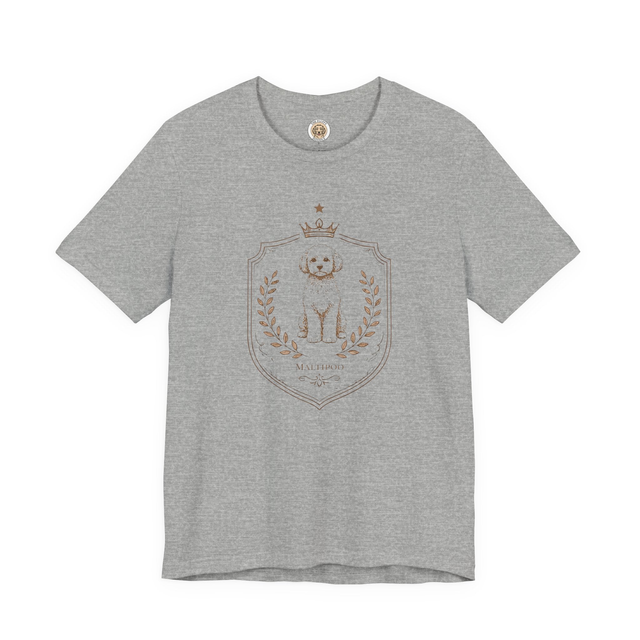Maltipoo Royal Crest Dog Crown Shield Laurel Wreath Line Art T-Shirt
