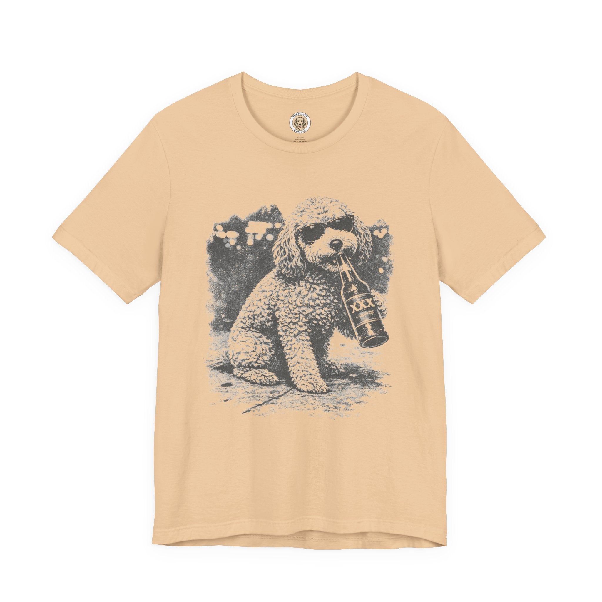 Funny Cavapoo Drinking Beer Dog Tee with Sunglasses & Beer Bottle
