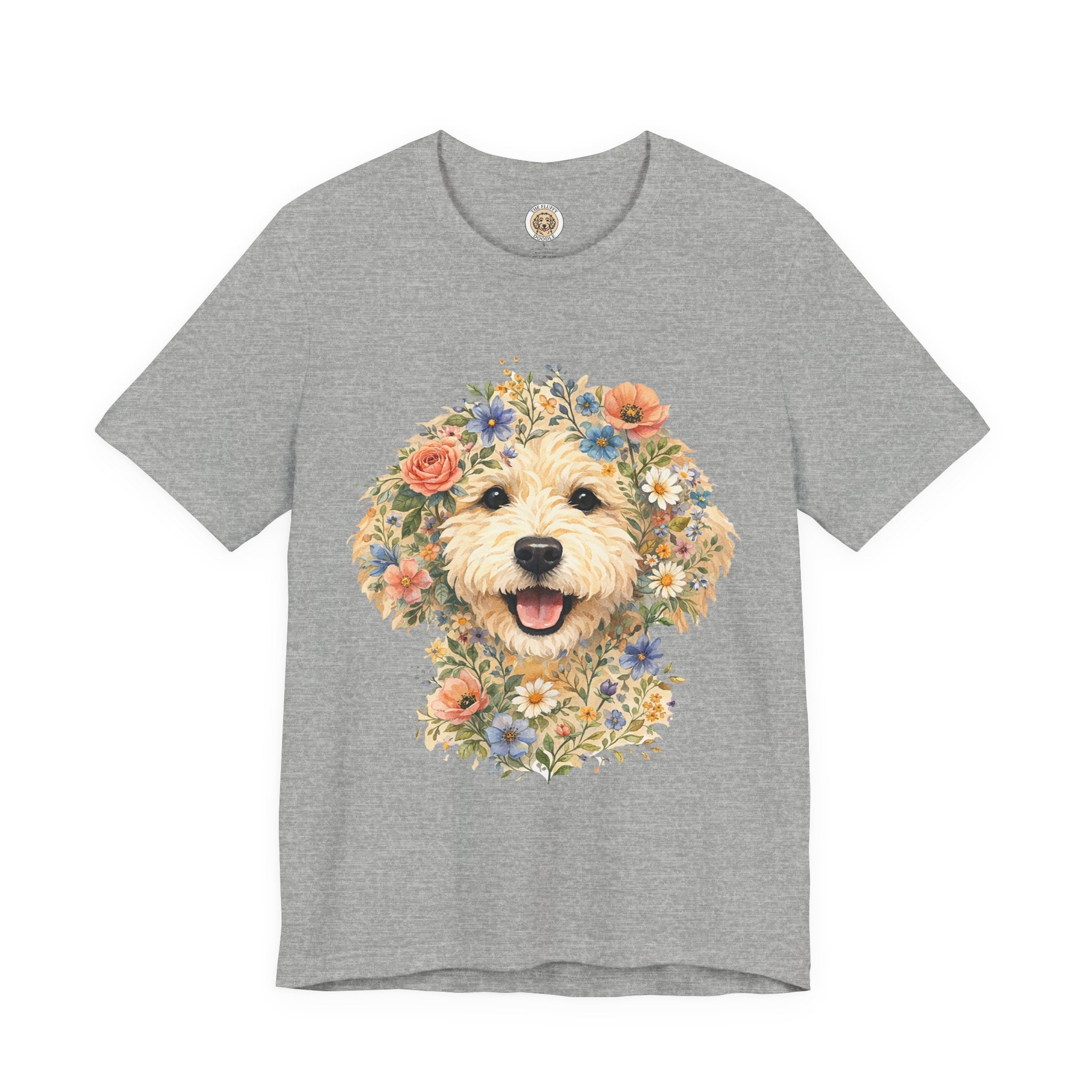 Golden Doodle Floral Watercolor Painting Dog Art Print for Home Decor