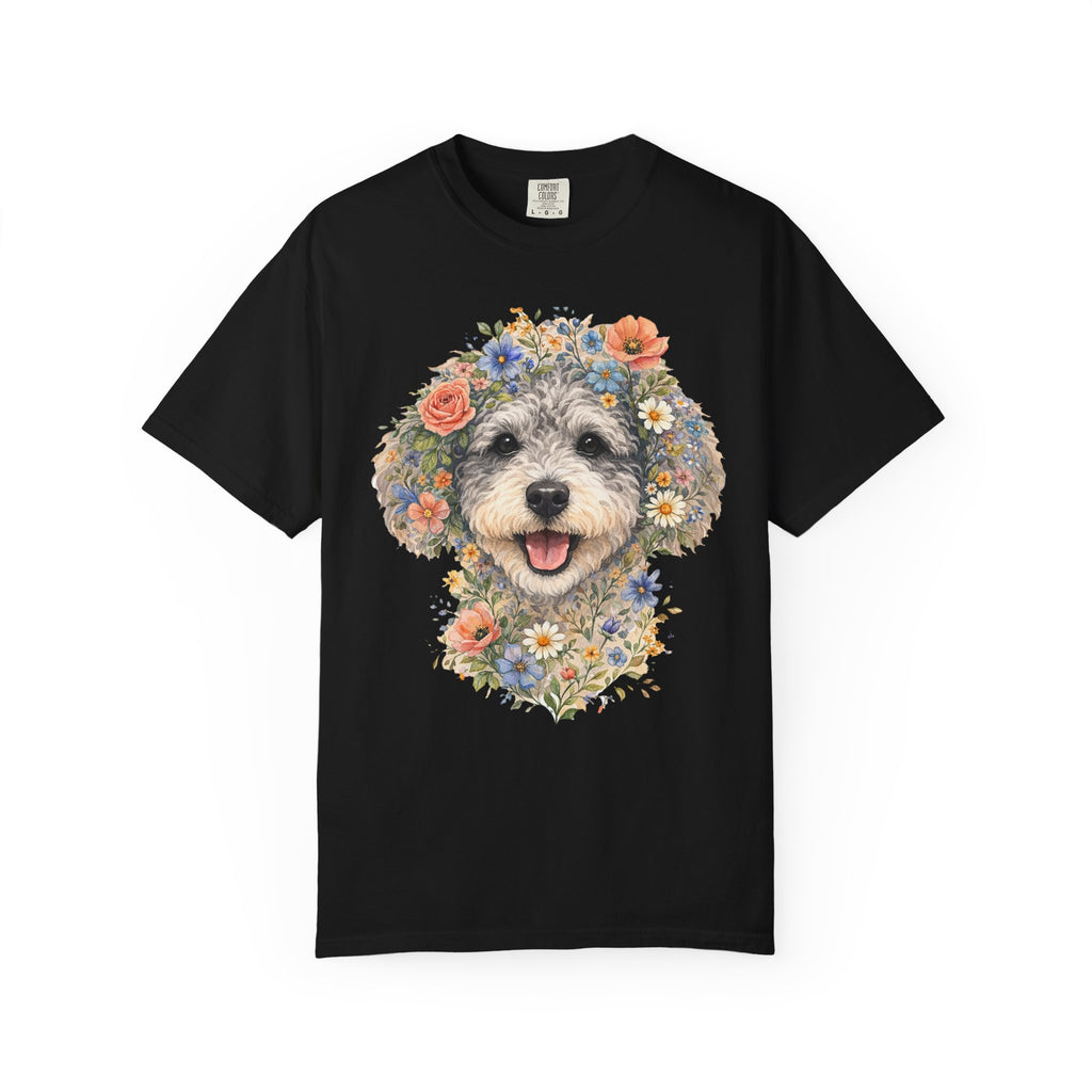 Unique Schnoodle Floral Face Watercolor Dog Art Tee for Animal Lovers