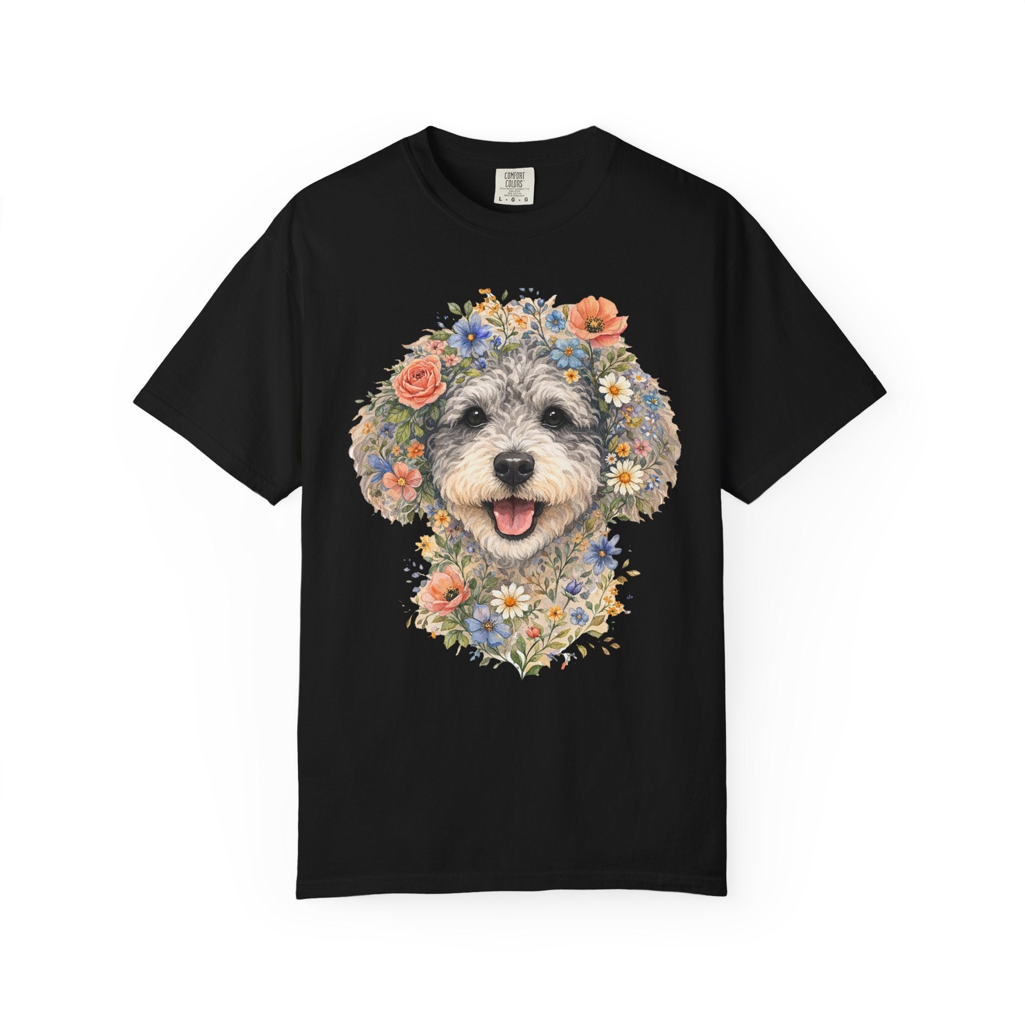 Unique Schnoodle Floral Face Watercolor Dog Art Tee for Animal Lovers