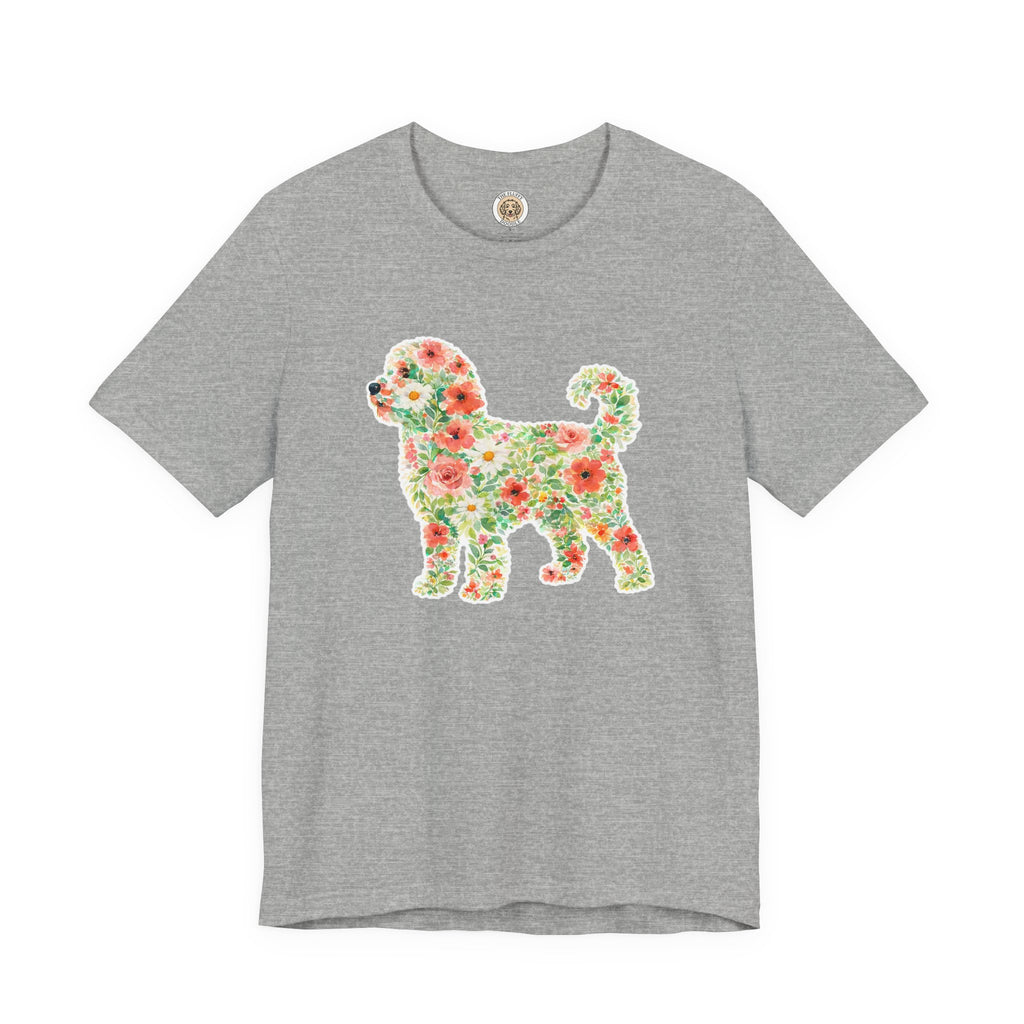 Australian Doodle Floral Silhouette Dog Art Watercolor Spring Flower