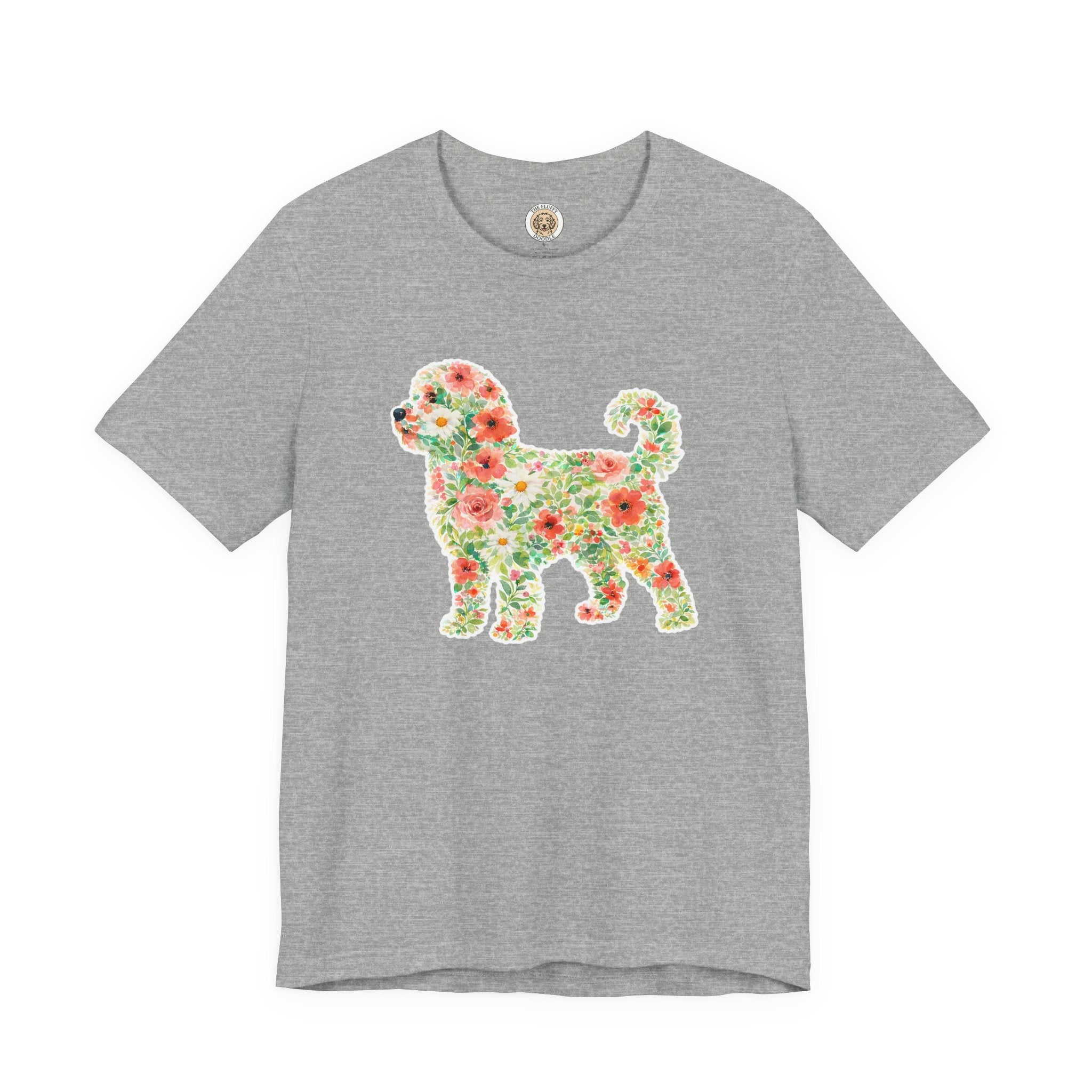 Australian Doodle Floral Silhouette Dog Art Watercolor Spring Flower