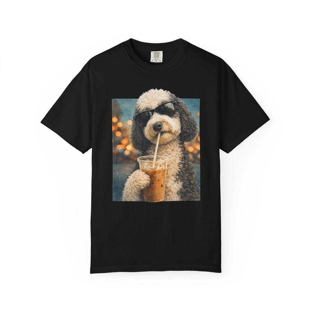 Sheepadoodle Iced Coffee Cool Dog T-Shirt for Trendy Pet Owners