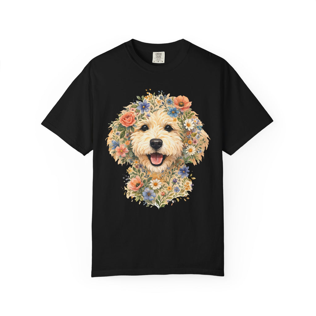 Comfort Colors Golden Doodle Floral Watercolor Dog Illustration Tee