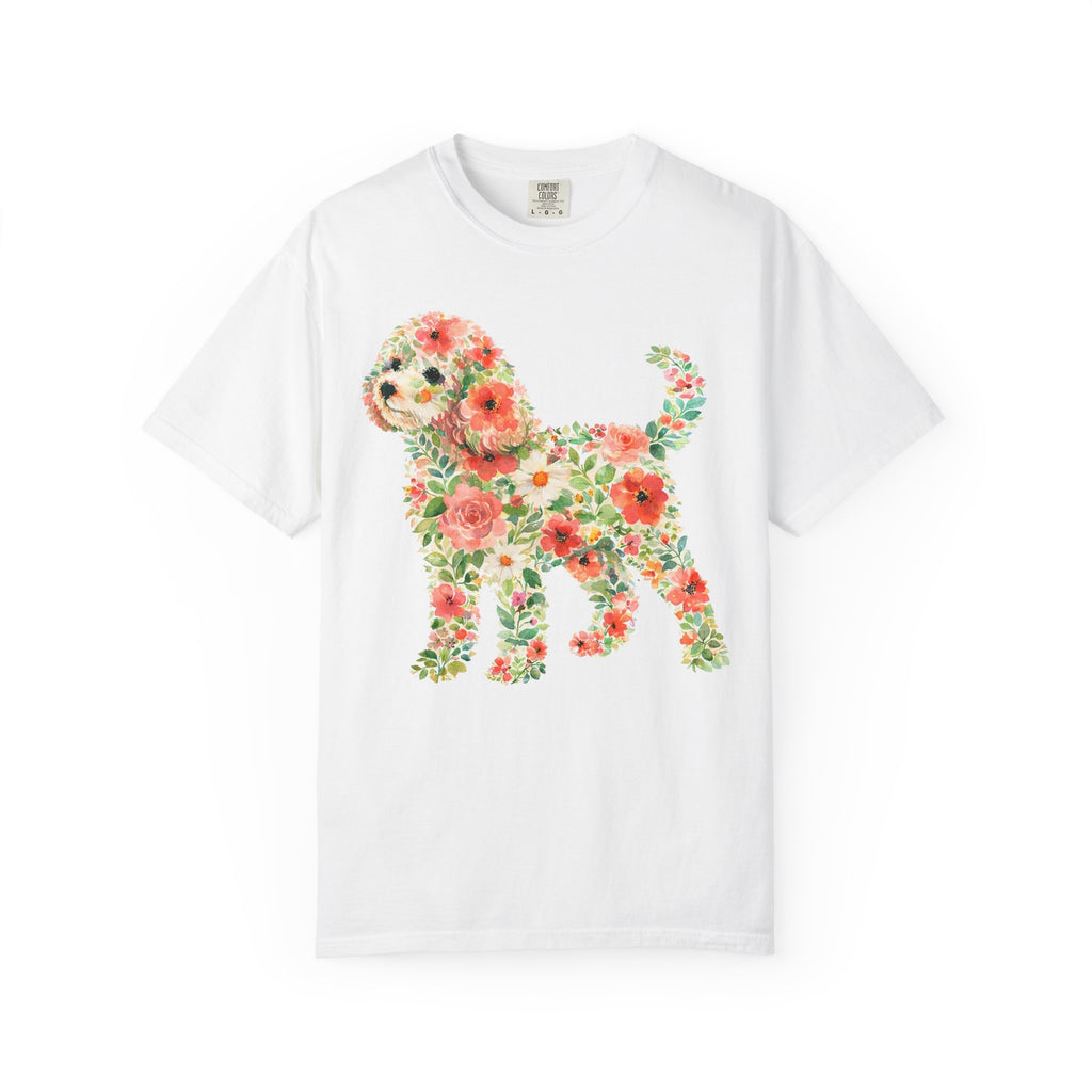 Cavapoo Floral Silhouette Dog Lover Tee Comfort Colors Apparel Gift