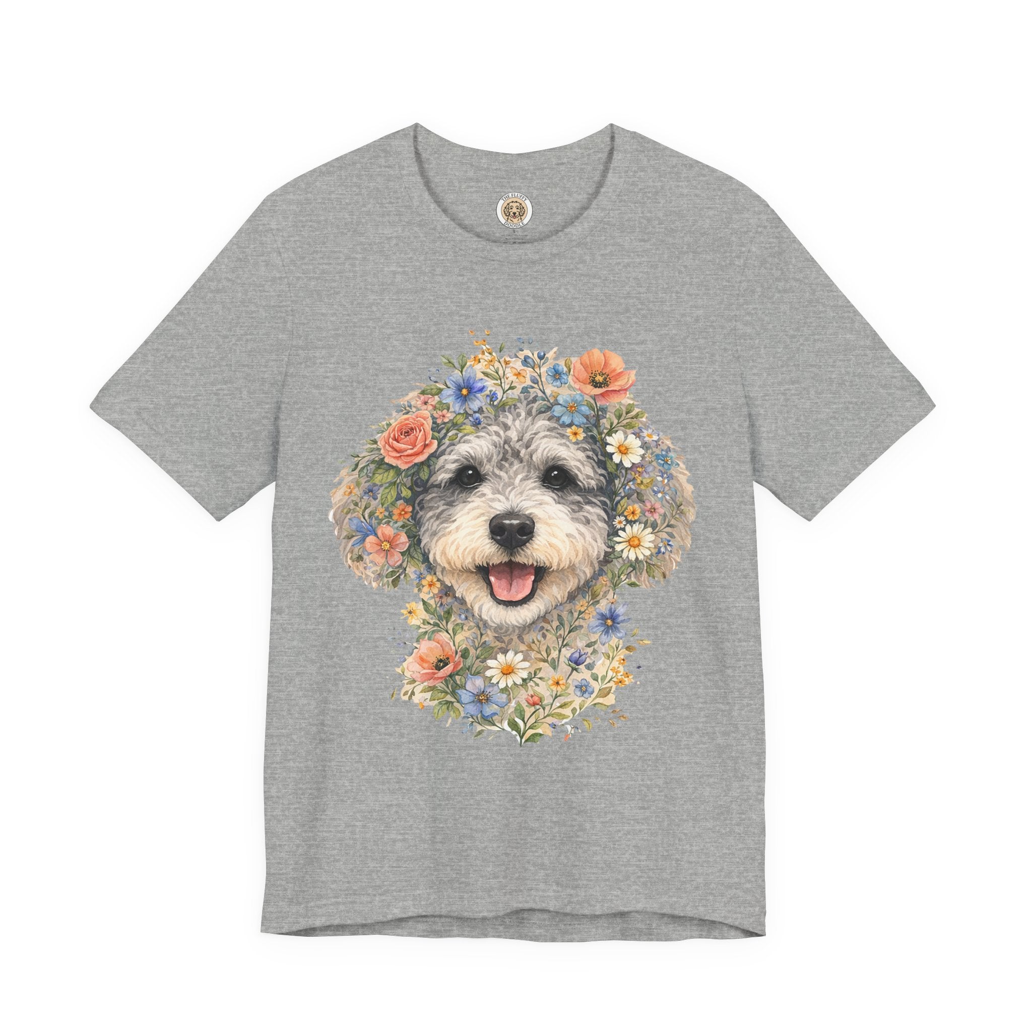 Schnoodle Floral Face Watercolor Dog Art Portrait Gift Idea