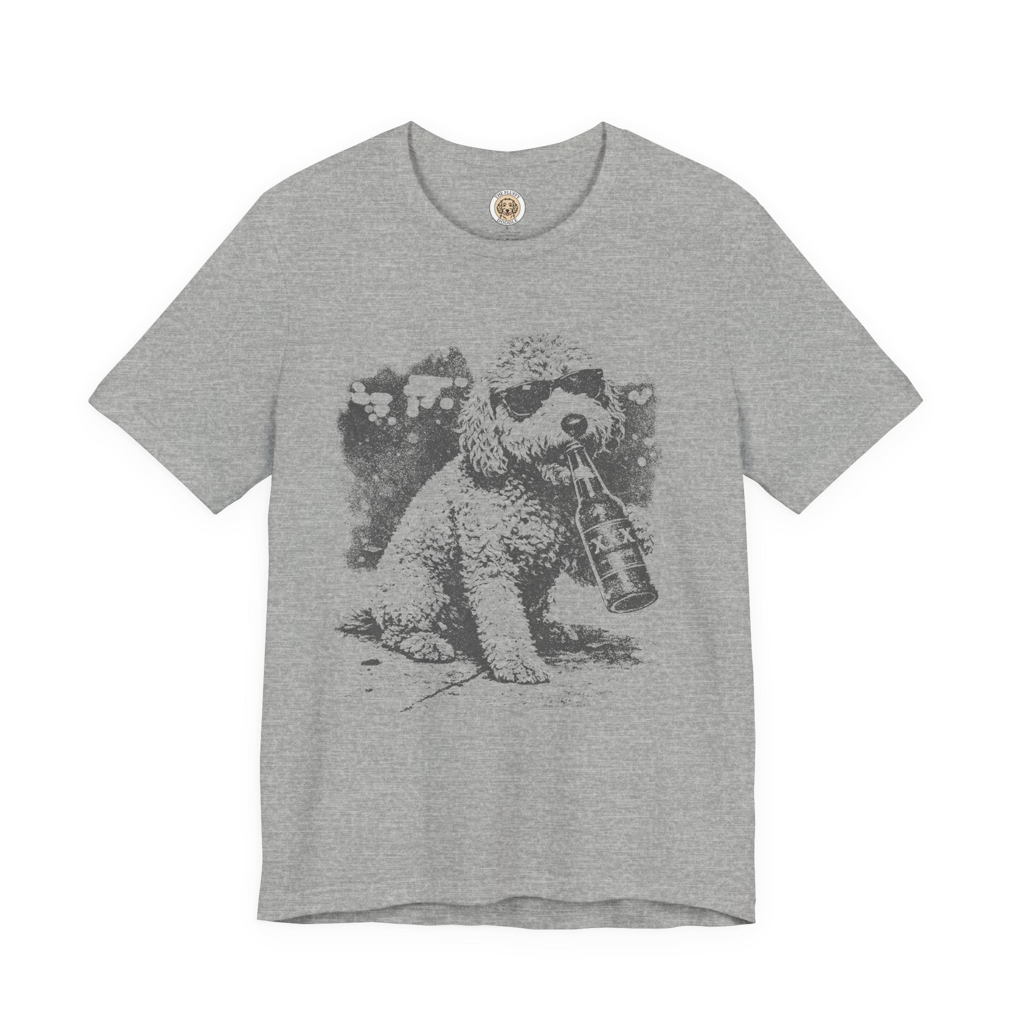 Golden Doodle Drinking Beer Funny Dog T-Shirt with Sunglasses