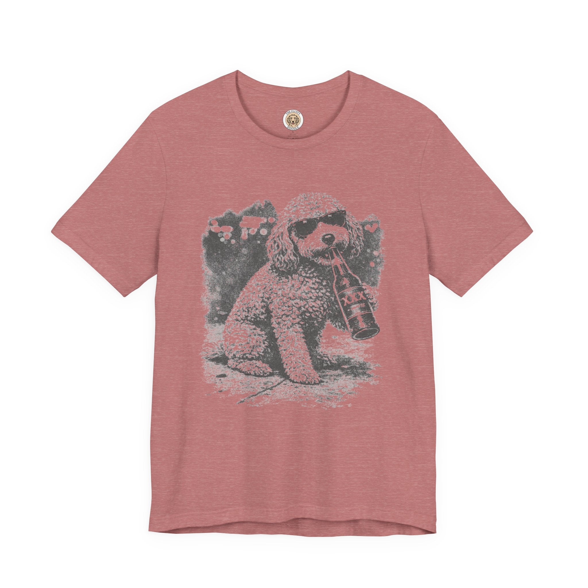 Funny Cavapoo Drinking Beer Dog Tee with Sunglasses & Beer Bottle