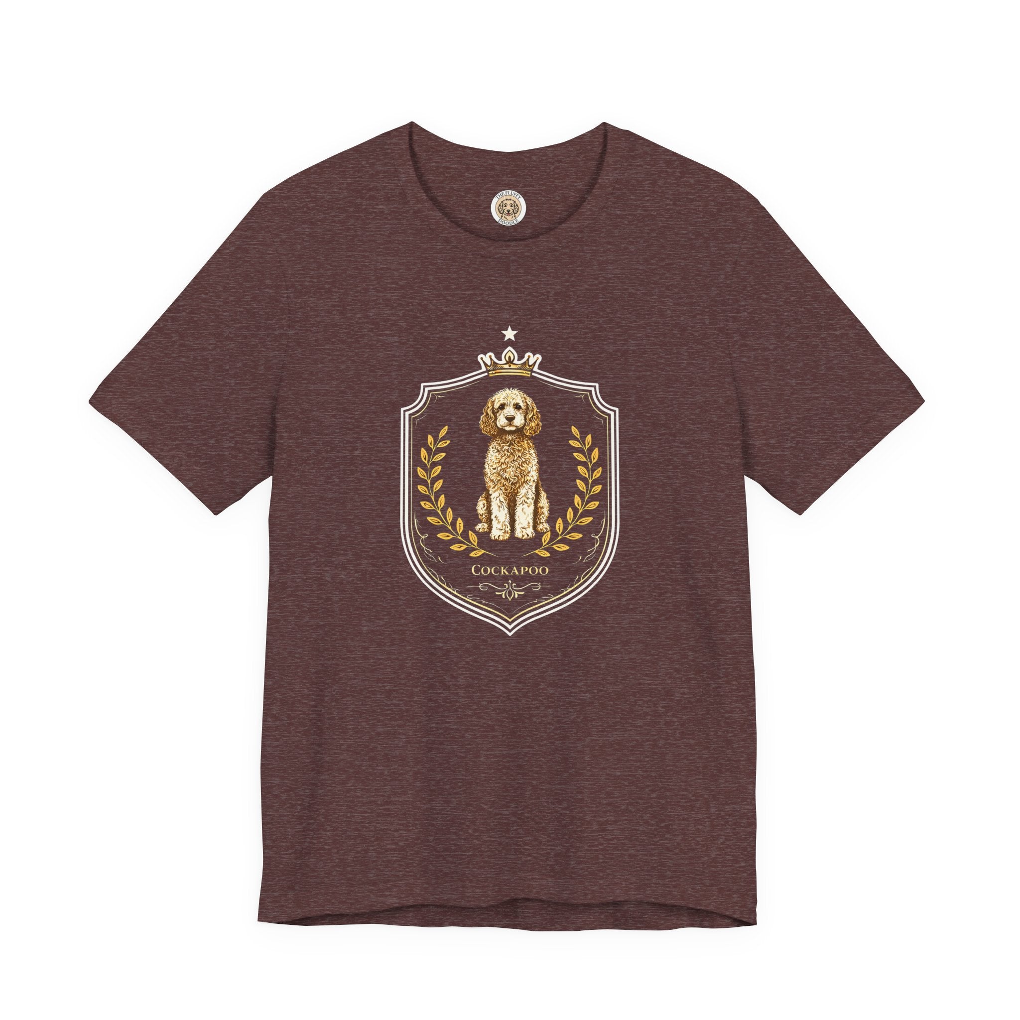 Cockapoo Royal Crest Vintage Dog Portrait Tee - Brown Tan Puppy Gift