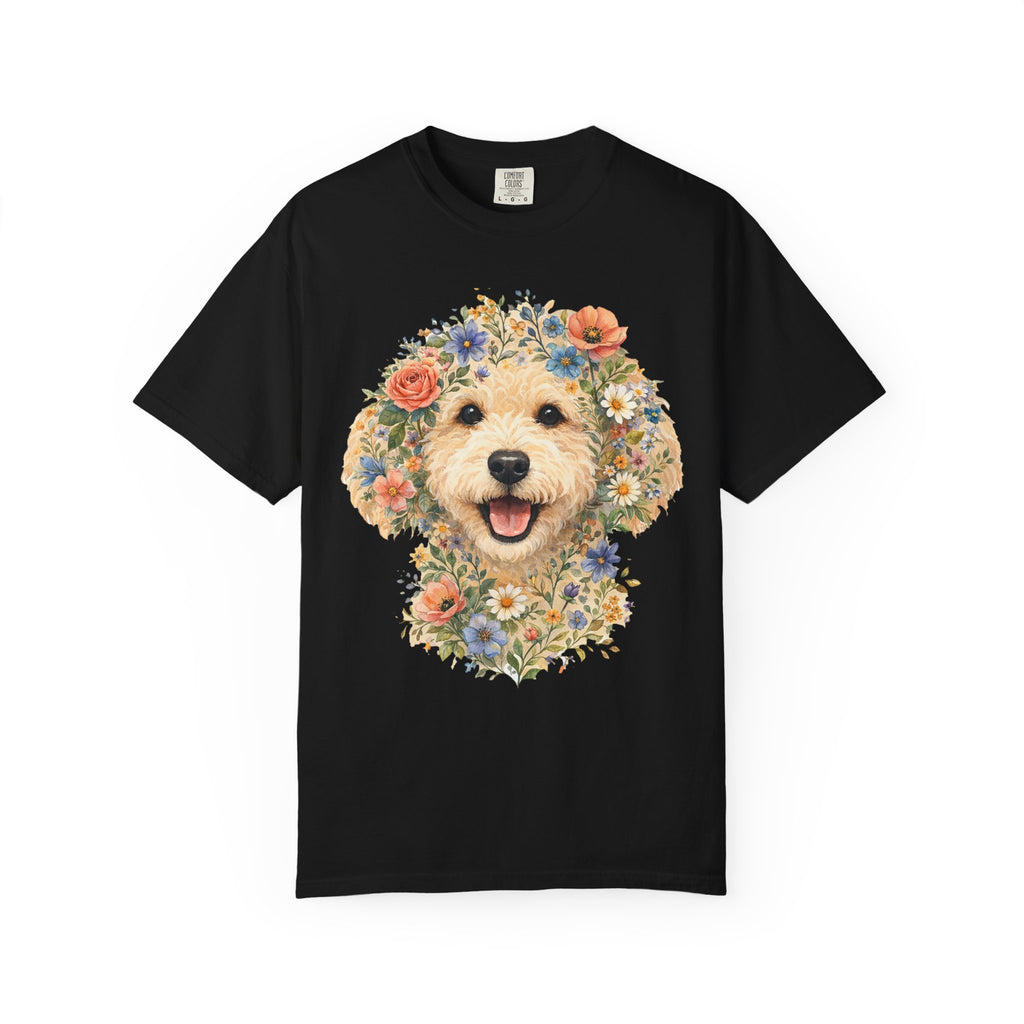 Comfort Colors Labradoodle Floral Face Dog Portrait Watercolor Art Tee