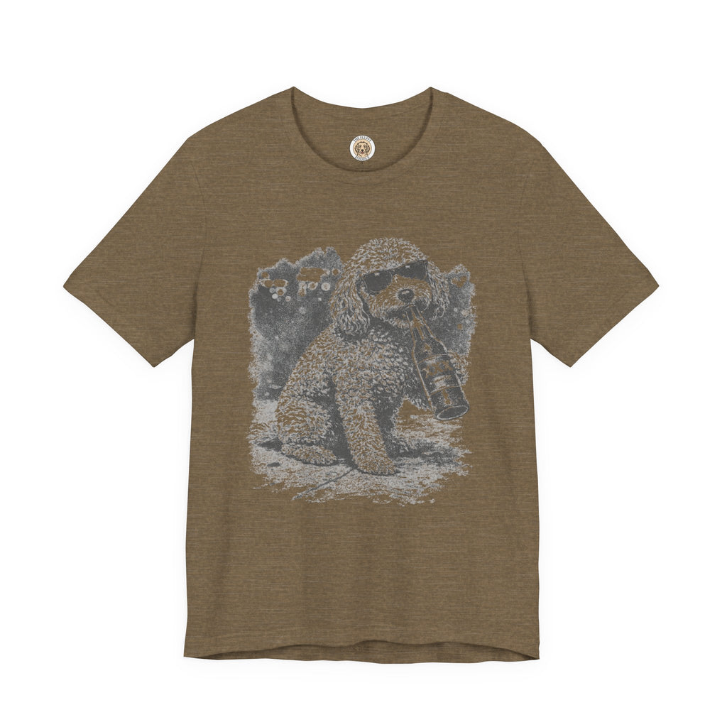 Funny Cavapoo Drinking Beer Dog Tee with Sunglasses & Beer Bottle