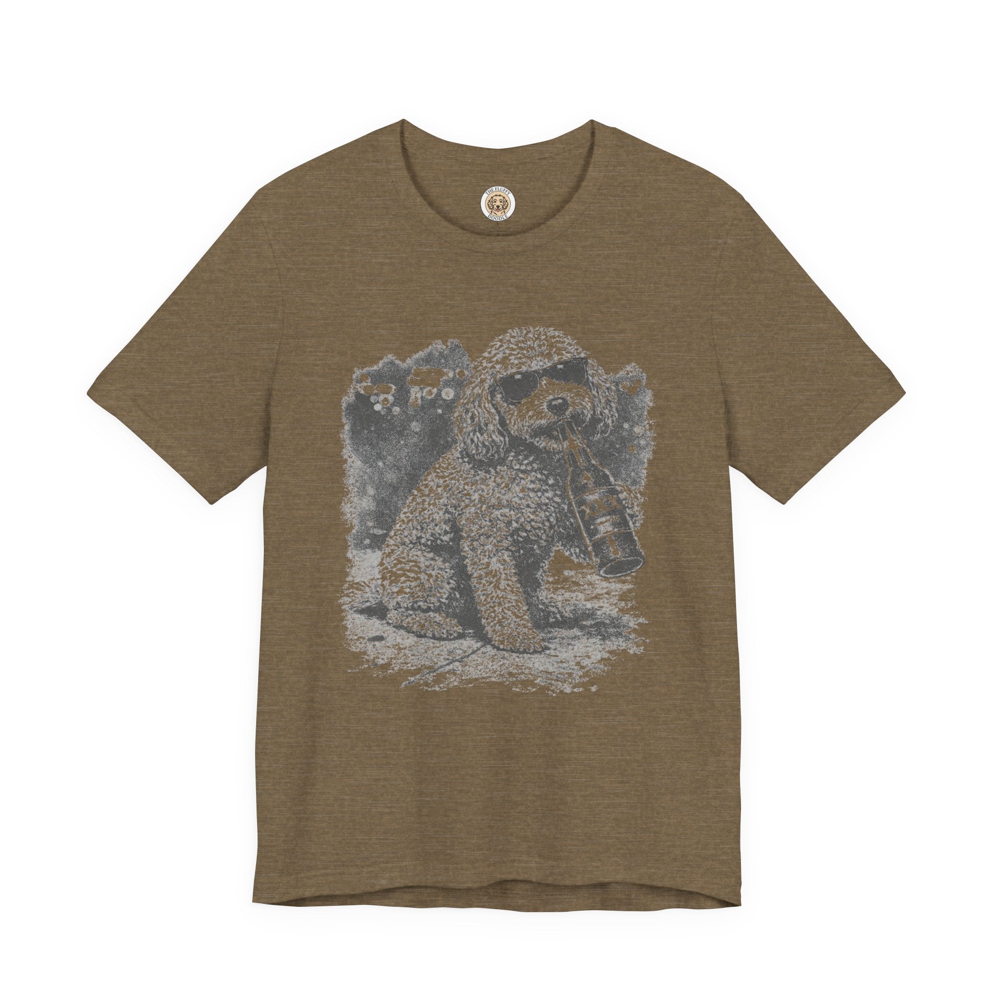 Funny Cavapoo Drinking Beer Dog Tee with Sunglasses & Beer Bottle