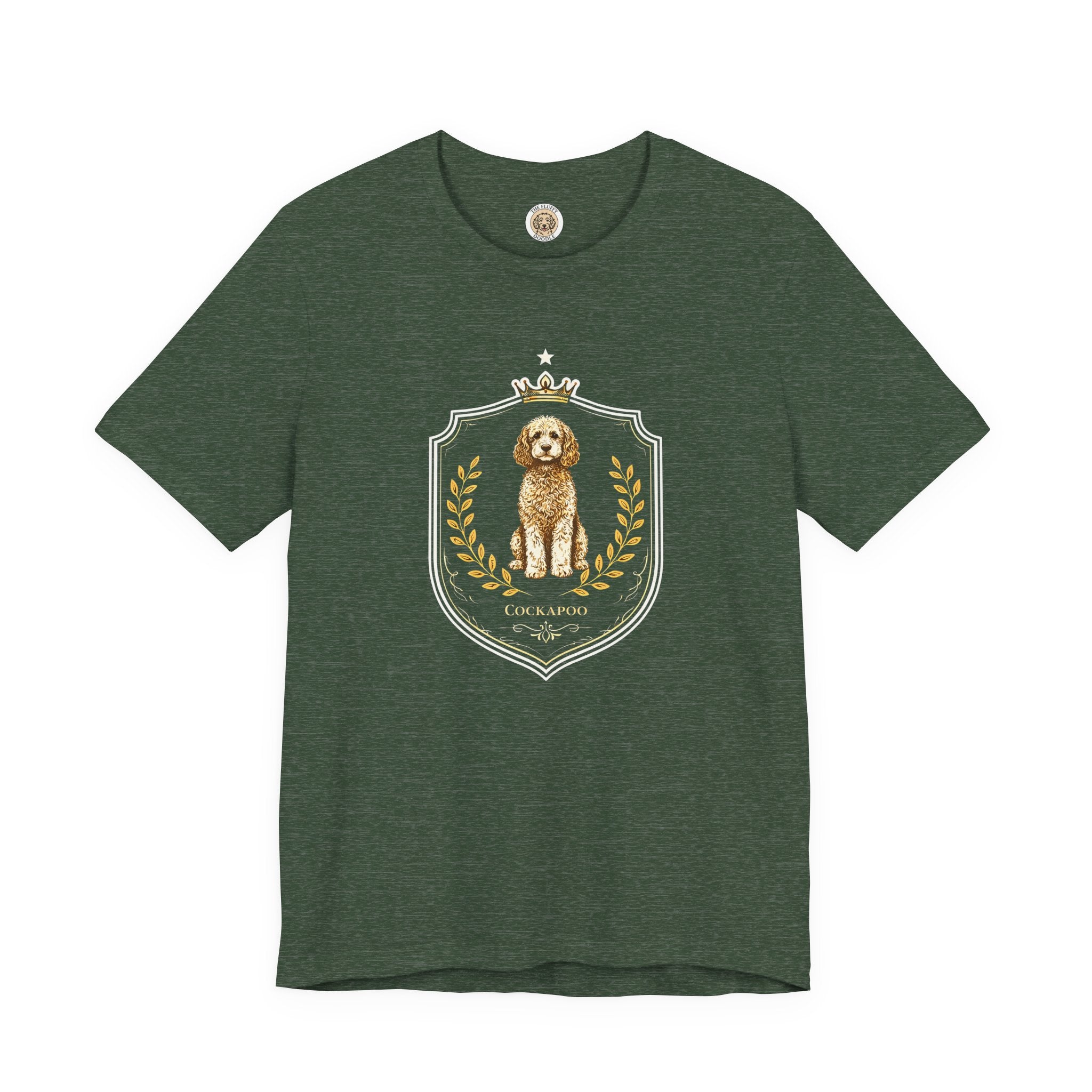 Cockapoo Royal Crest Vintage Dog Portrait Tee - Brown Tan Puppy Gift