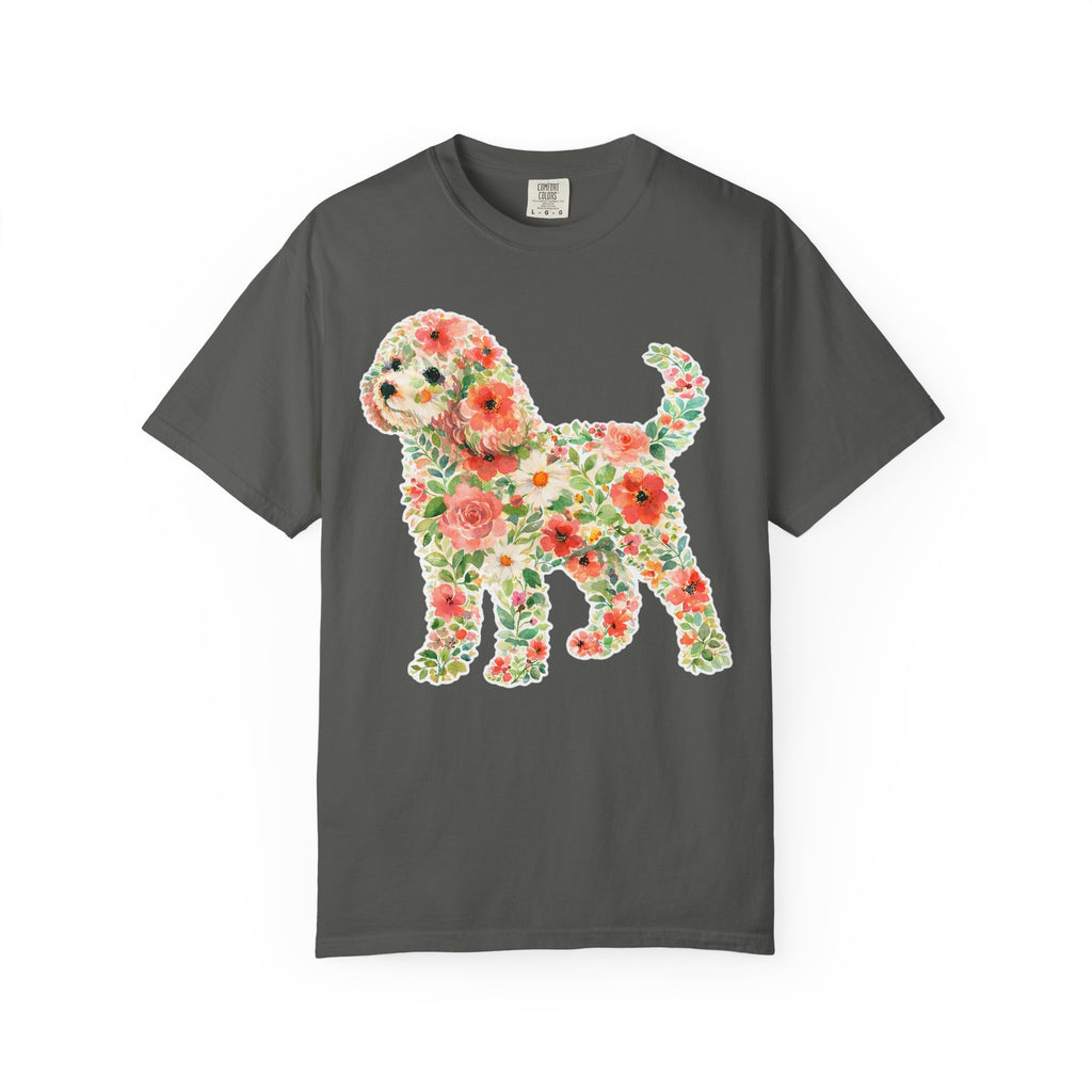 Cavapoo Floral Silhouette Dog Lover Tee Comfort Colors Apparel Gift