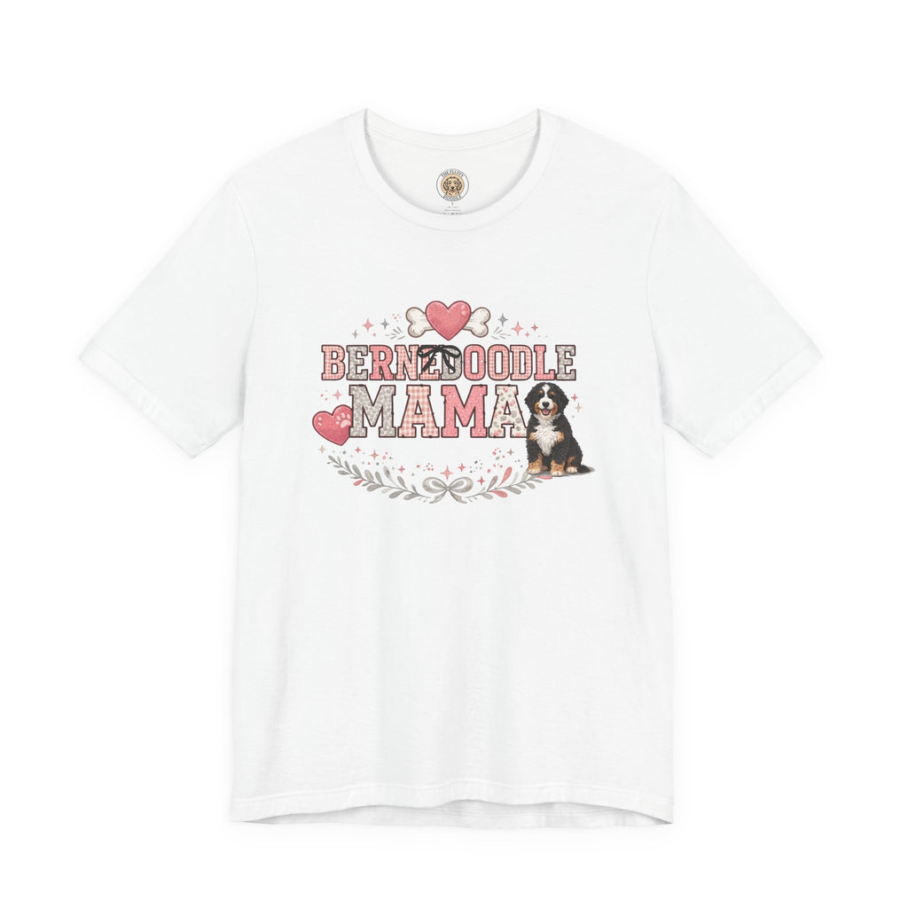 Bernedoodle Mama Heart Dog Bone Crest Vintage Floral Crown T-Shirt