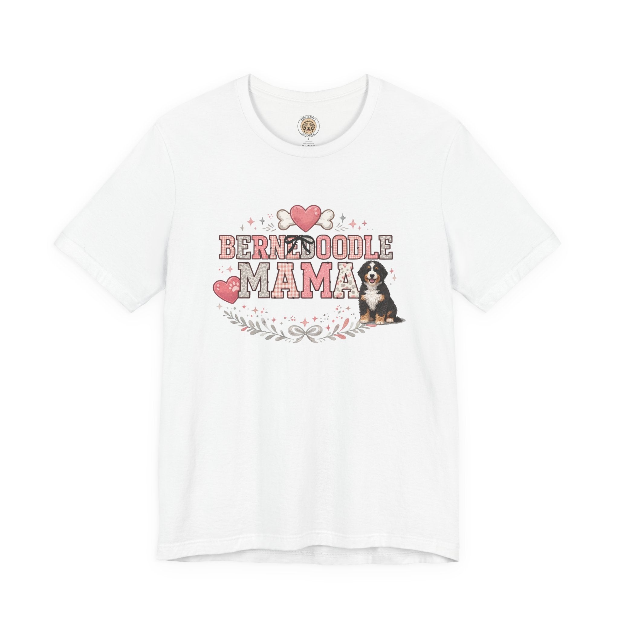 Bernedoodle Mama Heart Dog Bone Crest Vintage Floral Crown T-Shirt