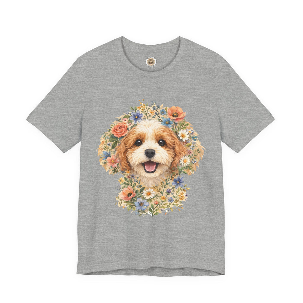 Cavapoo Floral Face Dog Portrait Watercolor Art Cute Animal Tee