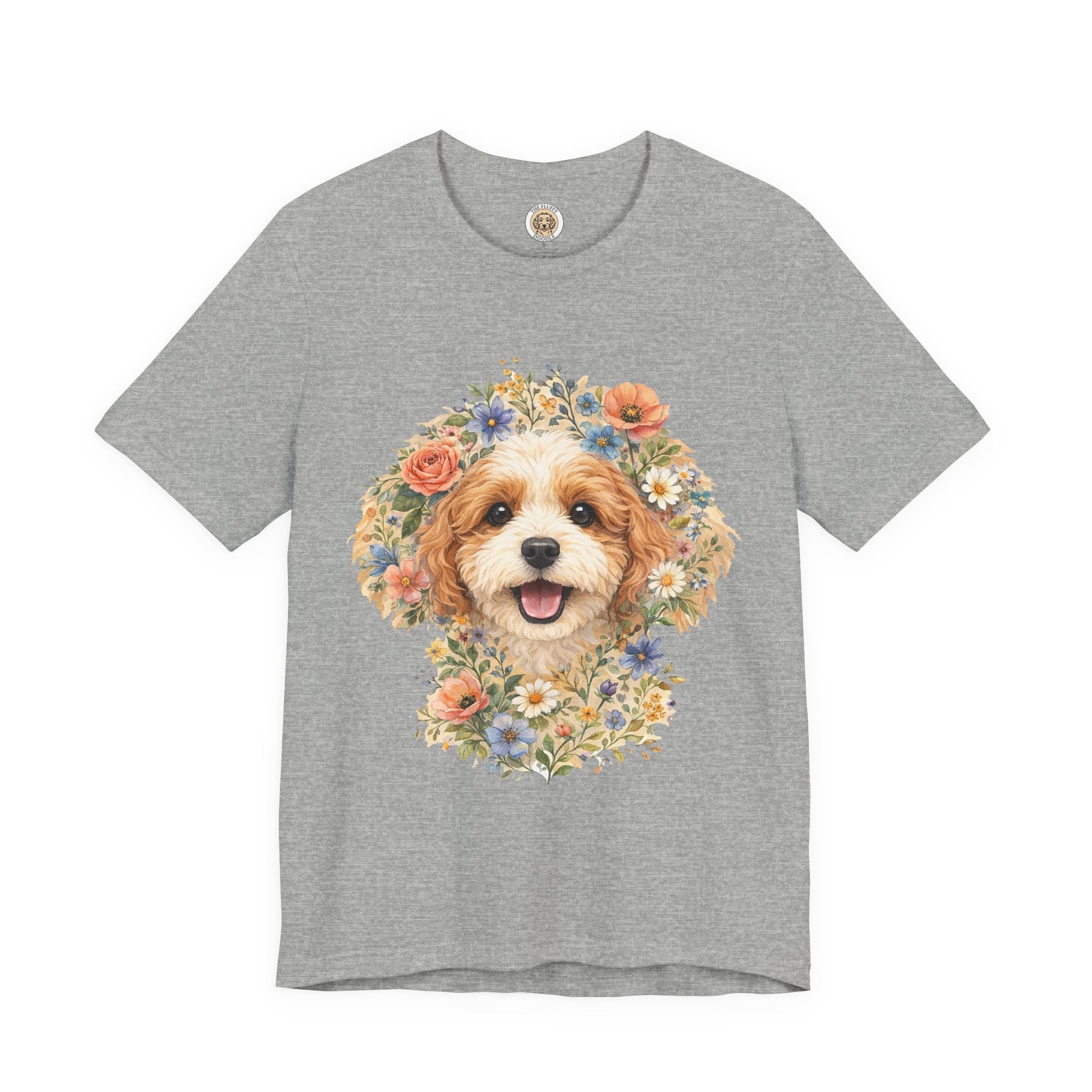 Cavapoo Floral Face Dog Portrait Watercolor Art Cute Animal Tee