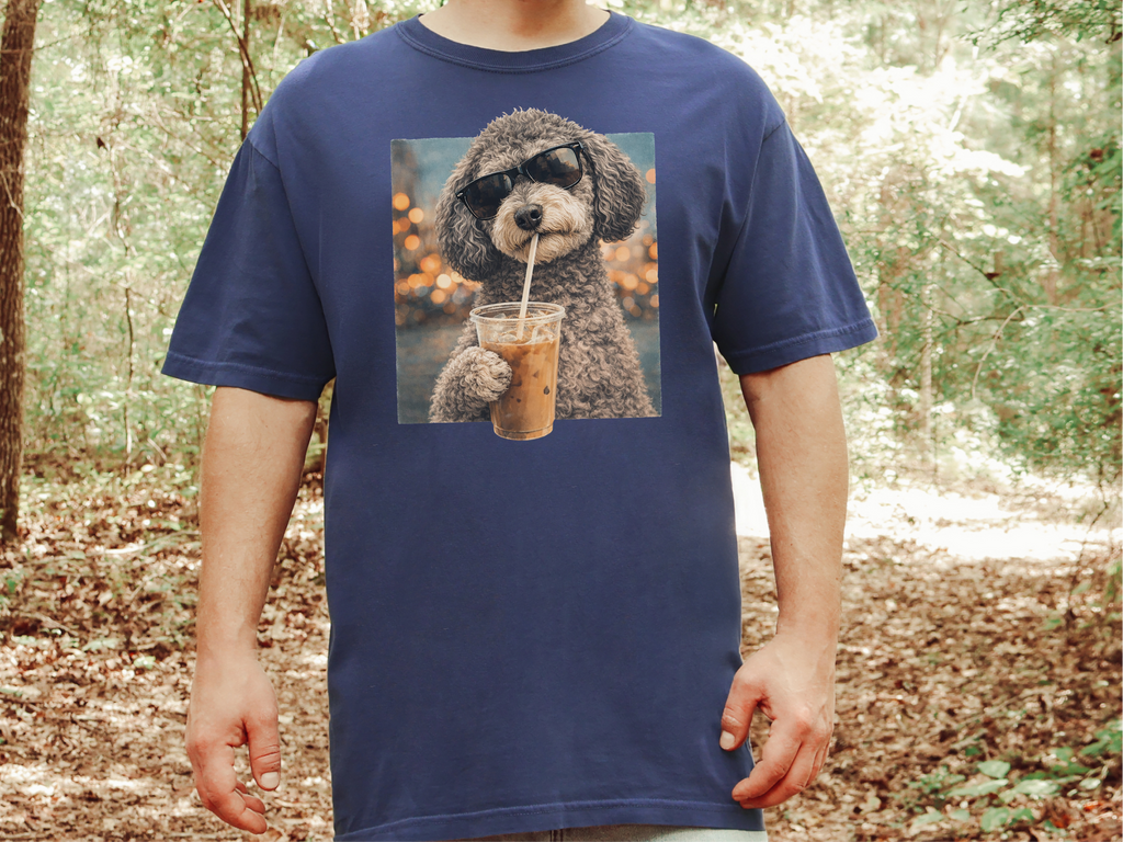 Mockup_07_Comfort Colors Schnoodle Drinking Iced Coffee Cool Dog.png