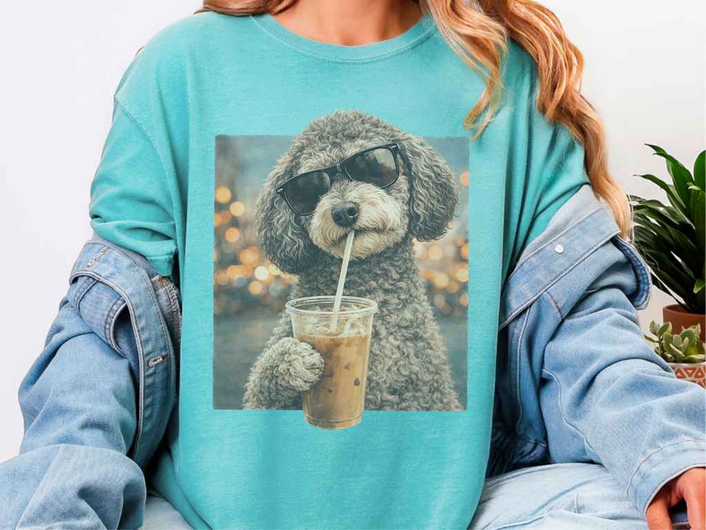 Mockup_08_Comfort Colors Schnoodle Drinking Iced Coffee Cool Dog.png